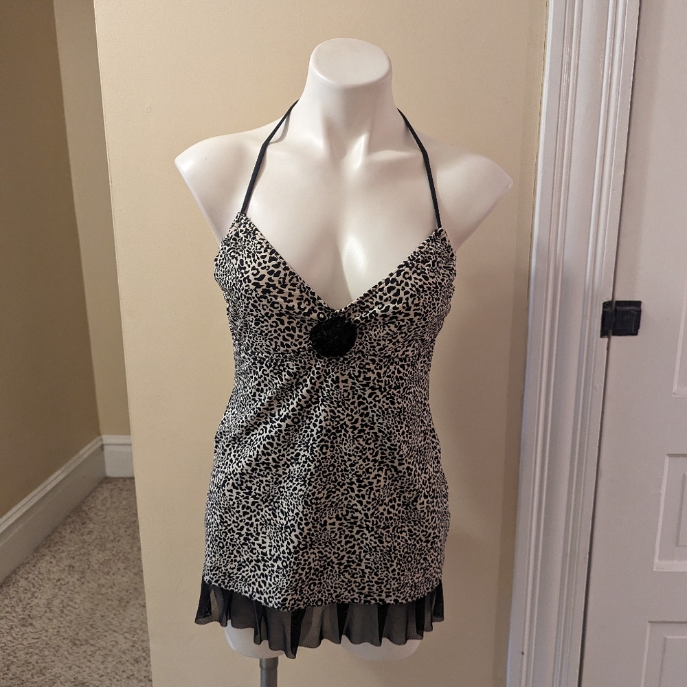 Kenneth Cole Reaction leopard print swim dress L